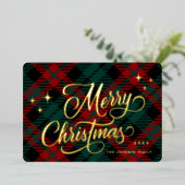 Retro Classic Sparkle Merry Christmas Gold Folie Feestdagenkaart (Staand Voorkant)