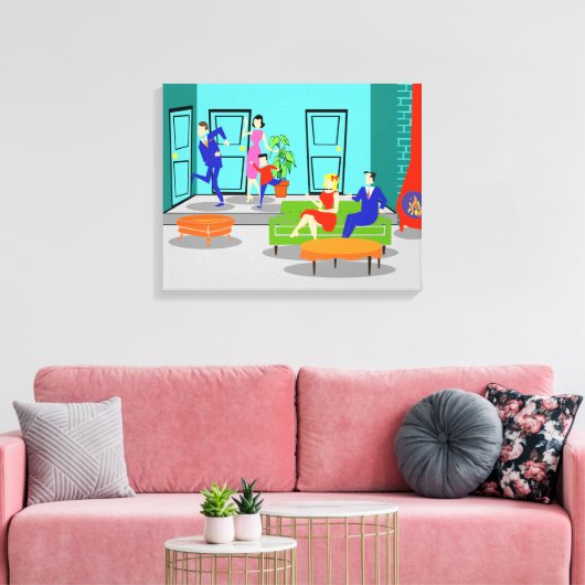 Retro Classic Televisie Uitgerekte Canvas Print (Insitu (Woonkamer))