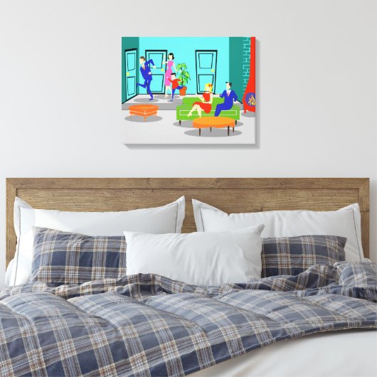 Retro Classic Televisie Uitgerekte Canvas Print (Insitu (Slaapkamer))