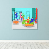 Retro Classic Televisie Uitgerekte Canvas Print (Insitu (Houten vloer))