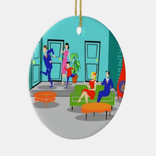 Retro Classic Television kerstversiering Keramisch Ornament (Rechts)