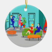 Retro Classic Television kerstversiering Keramisch Ornament (Voorkant)