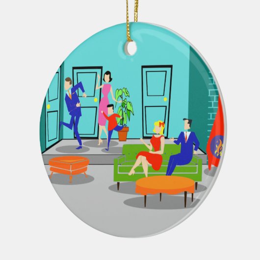 Retro Classic Television kerstversiering Keramisch Ornament (Links)