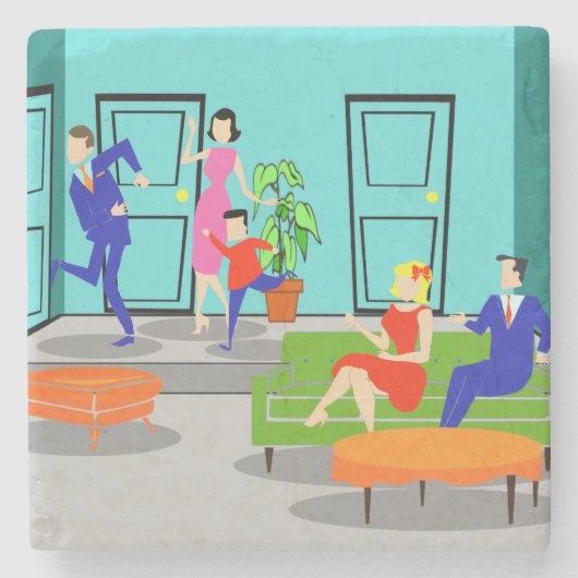 Retro Classic Television Stone Onderzetter (Voorkant)