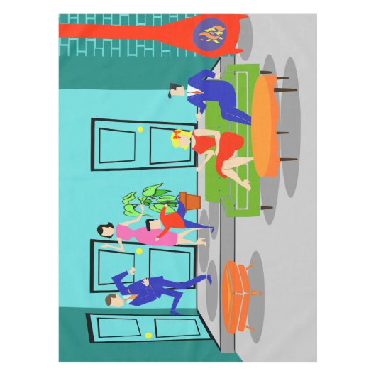 Retro Classic Television Tablecloth Tafelkleed (Voorkant)