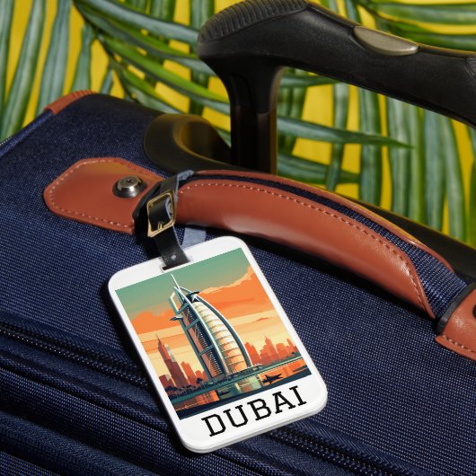 Retro Classic Travel Dubai Verenigde Arabische Emi Bagagelabel (Voorkant Insitu 1)