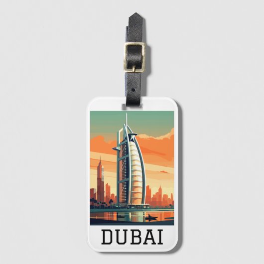 Retro Classic Travel Dubai Verenigde Arabische Emi Bagagelabel (Voorkant (verticaal))