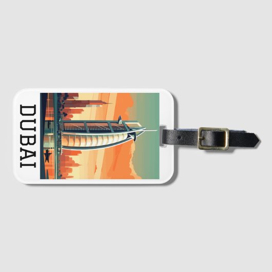 Retro Classic Travel Dubai Verenigde Arabische Emi Bagagelabel (Voorkant (horizontaal))
