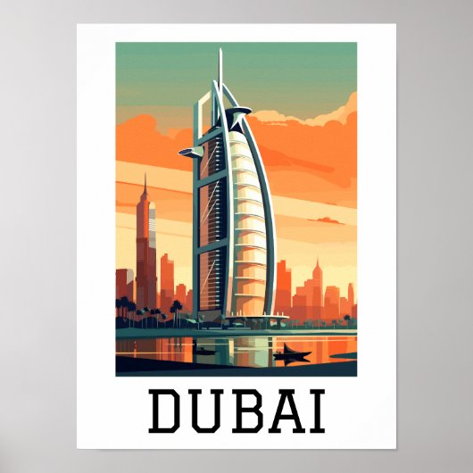 Retro Classic Travel Dubai Verenigde Arabische Emi Poster (Voorkant)