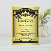 Retro Classic Zwart Goud Art Deco Pensioenfeest Kaart (Staand voorkant)