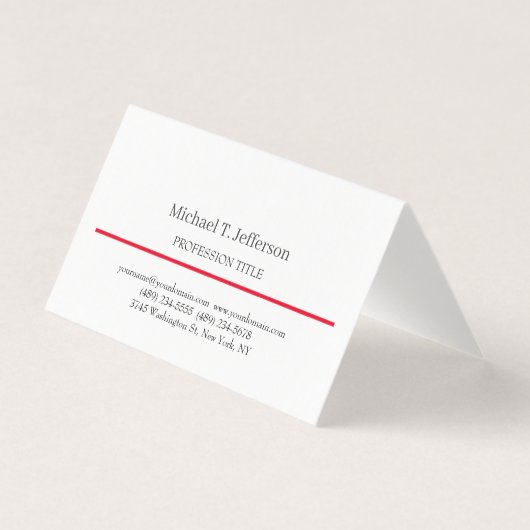 Retro Classical Elegant Plain Simple White Visitekaartje (Voorkant)