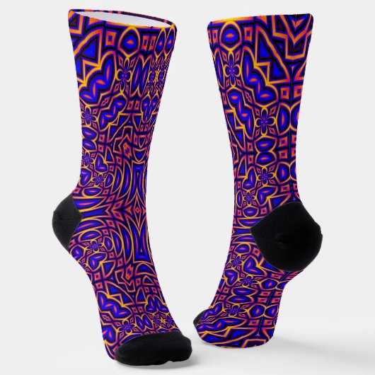 Retro Classy Kaleidoscope Patroon Sokken (Gebogen)