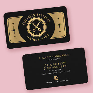Retro Classy  Zwart & Goud Haarstylist Visitekaartje