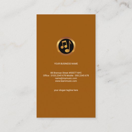 Retro Clean Plain Simple Violin Music Teacher Visitekaartje (Achterkant)