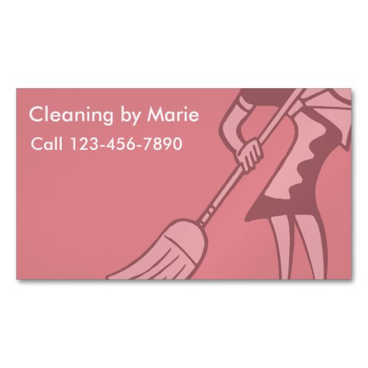 Retro Cleaning Business Magnets Magnetisch Visitekaartje (Voorkant)