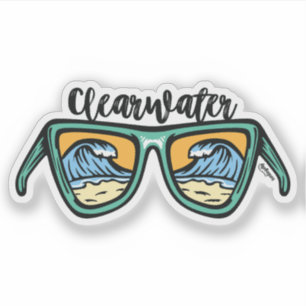 Retro Clearwater Beach artwork aan beide zijden Sticker