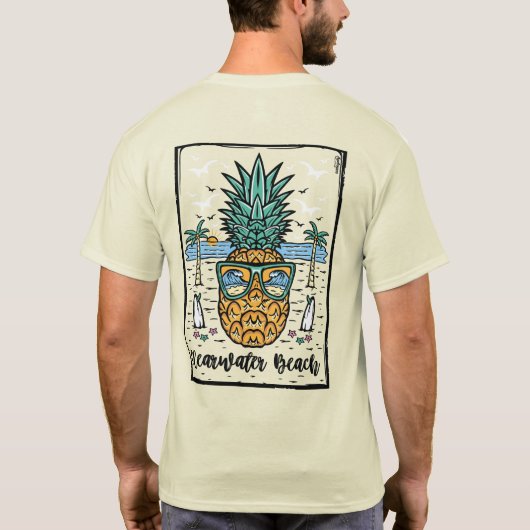 Retro Clearwater Beach artwork aan beide zijden T-shirt (Achterkant)