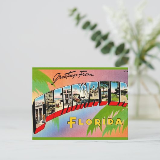 Retro Clearwater Florida Briefkaart (Staand voorkant)