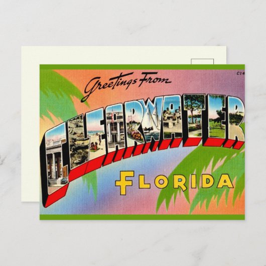 Retro Clearwater Florida Briefkaart (Voorkant / Achterkant)