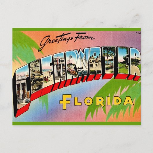 Retro Clearwater Florida Briefkaart (Voorkant)