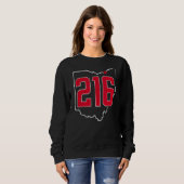 Retro Cleveland 216 Area Code Ohio Outline  Trui (Voorkant volledig)