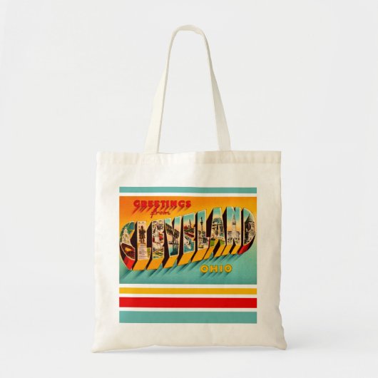 Retro Cleveland Ohio Ansichtkaart Boodschappentas Tote Bag (Voorkant)