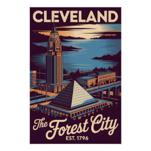 Retro Cleveland Ohio Forest City Reisposter Perfect Poster
