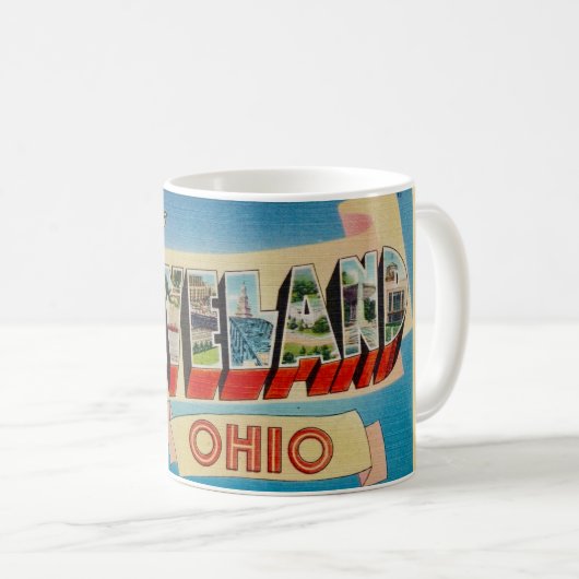 Retro Cleveland Ohio Groet Mok (Voorkant rechts)