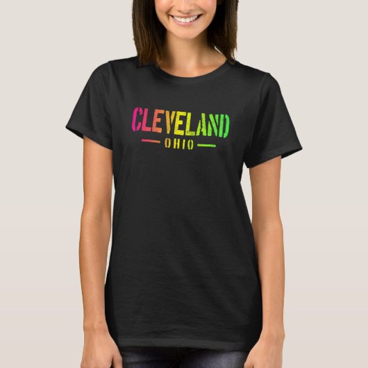 Retro Cleveland Ohio pastel  CLE souvenir T-shirt (Voorkant)