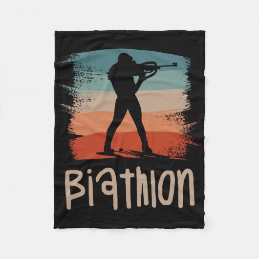 Retro Clic Biathlon Biatleet 2 Fleece Deken (Voorkant)