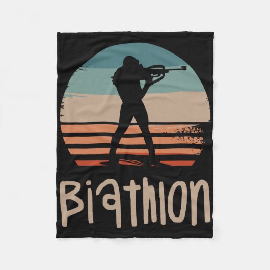 Retro Clic Biathlon Biatleet Fleece Deken (Voorkant)