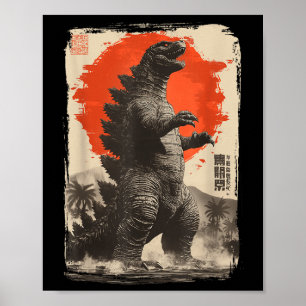 Retro Clic Zeldzame Japanse Kunst Reusachtig Kaiju Poster