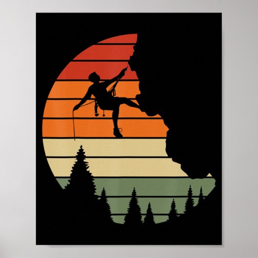 Retro Cliff Rock, klimberbergklimbermontai Poster (Voorkant)