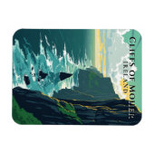 Retro Cliffs of Moher Ireland Landschapsreizen Magneet (Horizontaal)