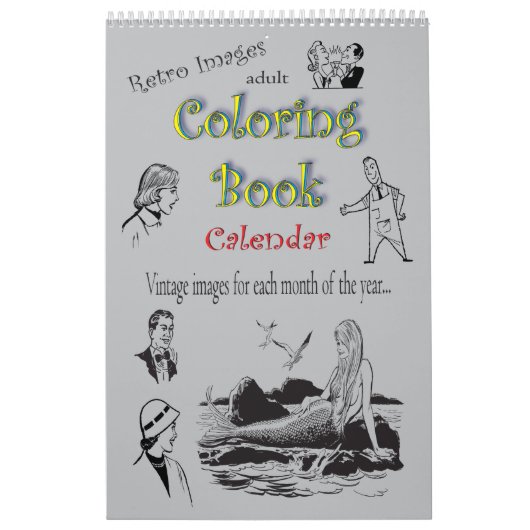 Retro Clip Art Volwassen Kleurboek Kalender (Hoes)