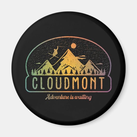 Retro Cloudmont Ski Avontuur wacht Magneet (Voorkant)