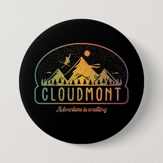 Retro Cloudmont Ski Avontuur wacht Ronde Button 7,6 Cm (Voorkant)