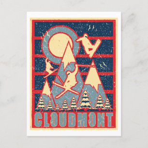 Retro Cloudmont Ski jaren '80 Briefkaart