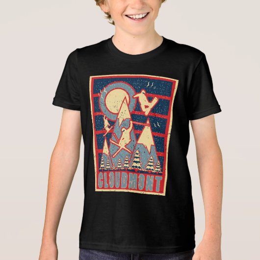 Retro Cloudmont Ski jaren '80 Tri-Blend Shirt (Voorkant)