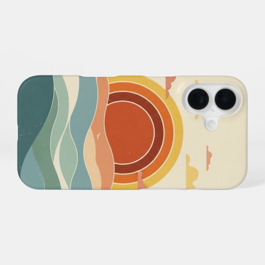 Retro Cloudy Sun iPhone 16 Hoesje (Achterkant horizontaal)
