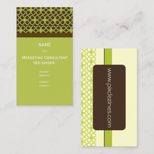 Retro Clovers Pattern / Moss Green Visitekaartje (Voorkant / Achterkant)