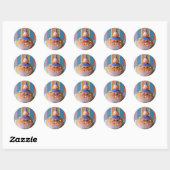 Retro Clown Cupcake Ronde Sticker (Vel)