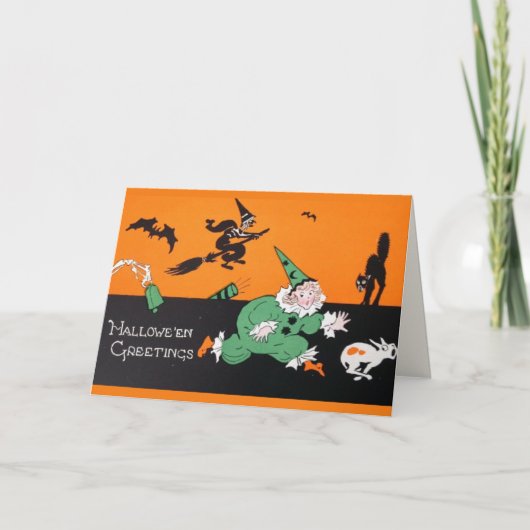 Retro Clown Meisje Custom Halloween Feestdagen Kaart (Voorkant)