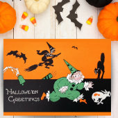 Retro Clown Meisje Custom Halloween Feestdagen Kaart