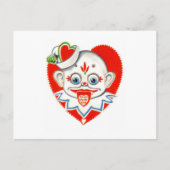 retro clown met tong uit Valentijn Kaart (Voorkant)
