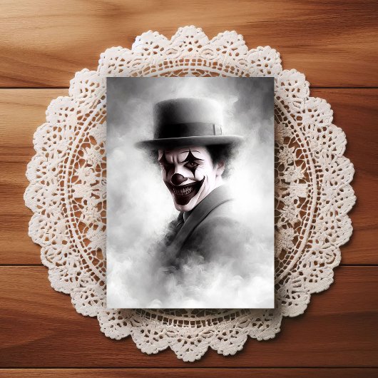 Retro Clown Portrait With Hat Briefkaart