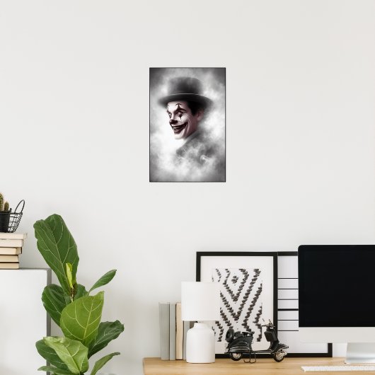 Retro Clown Portrait With Hat Poster (Thuiskantoor)