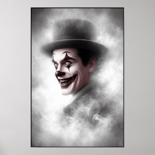 Retro Clown Portret Met Hoed Poster