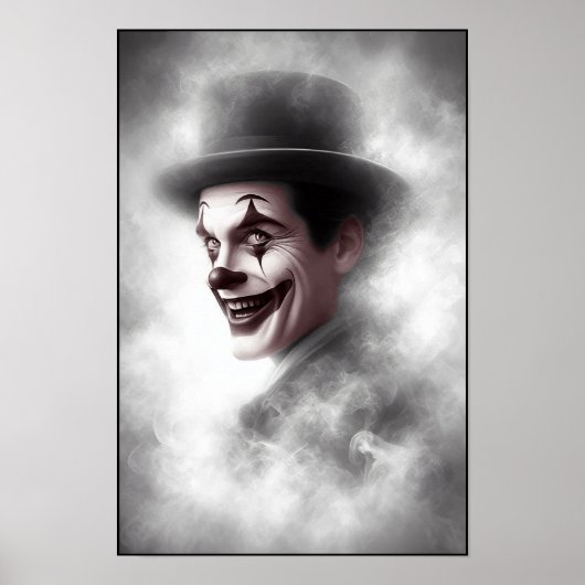 Retro Clown Portret Met Hoed Poster (Voorkant)