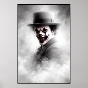 Retro Clown Portret Met Hoed Poster